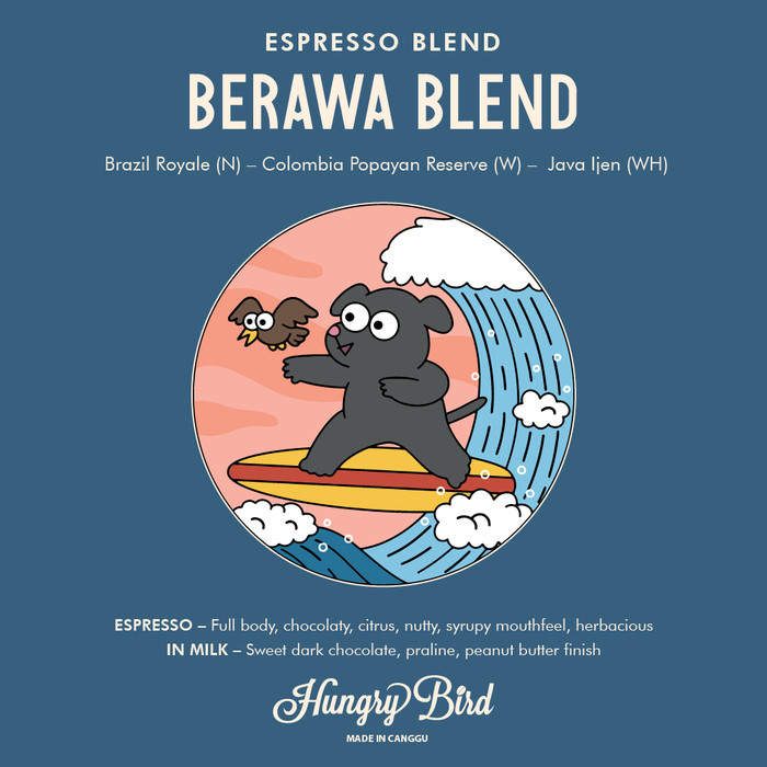 Coffee Bean Roasted Berawa Blend Hungry Bird 1Kg Bag