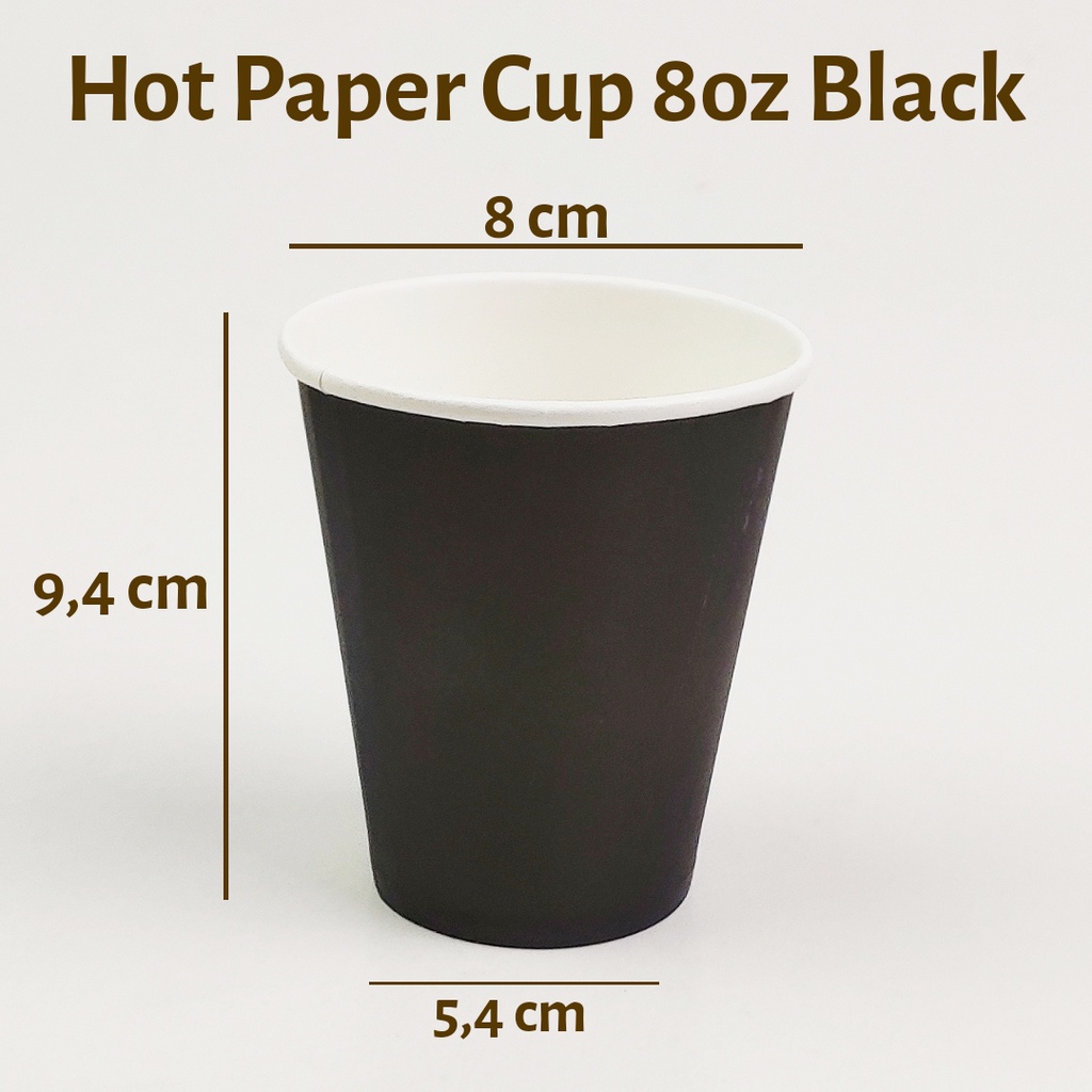 Paper Cup 8oz Black 25pcs Bag
