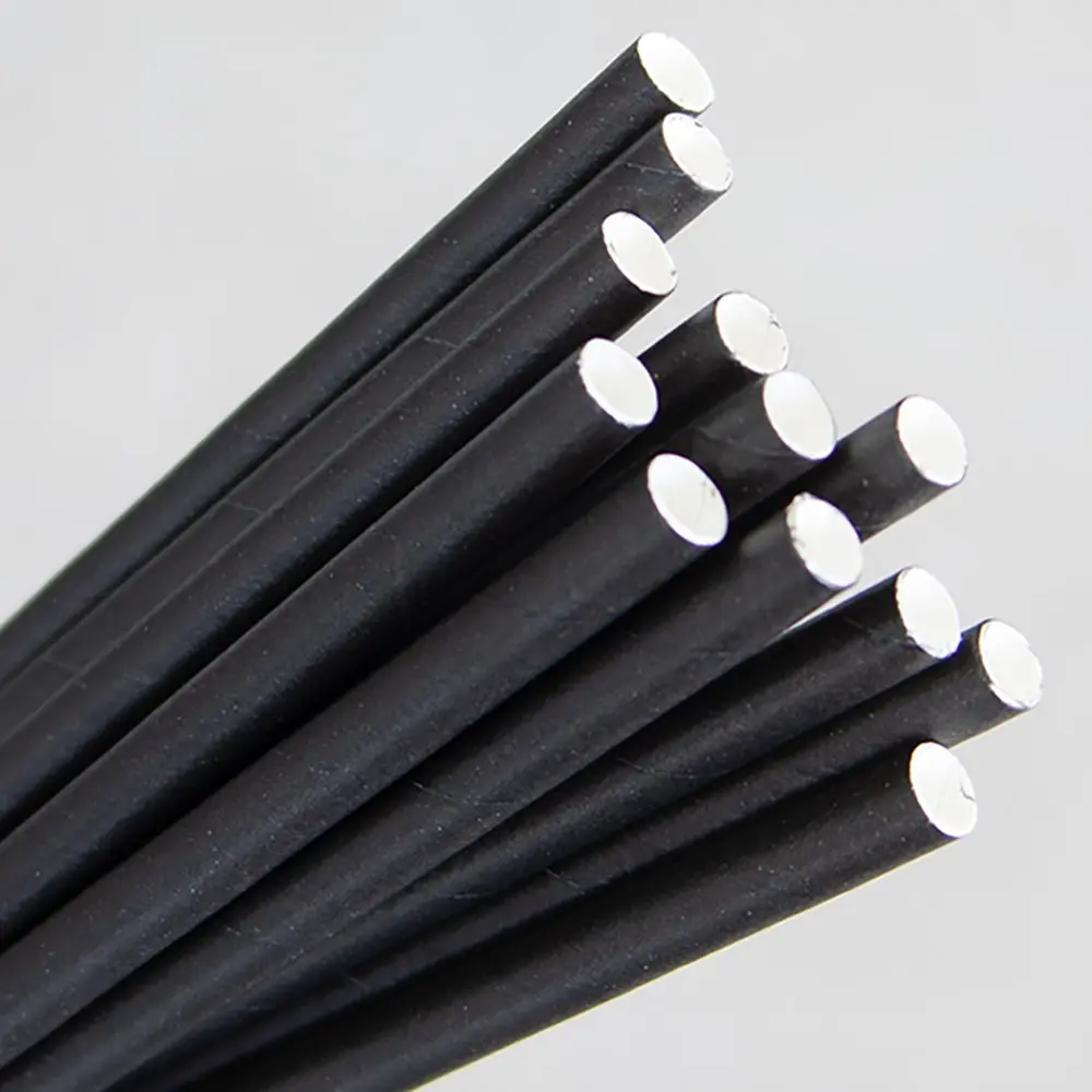 Straw Paper Black 1 packs x 250 pcs ( Q 8mm)