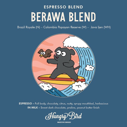 Coffee Bean Roasted Berawa Blend Hungry Bird 1Kg Bag