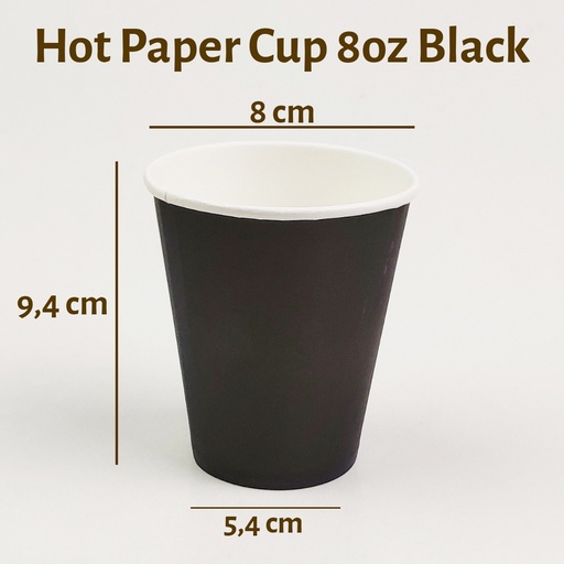 Paper Cup 8oz Black 25pcs Bag